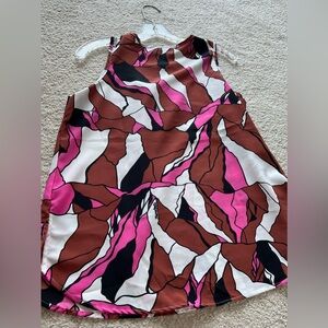 Abstract Print Tank Top - Pink and Brown